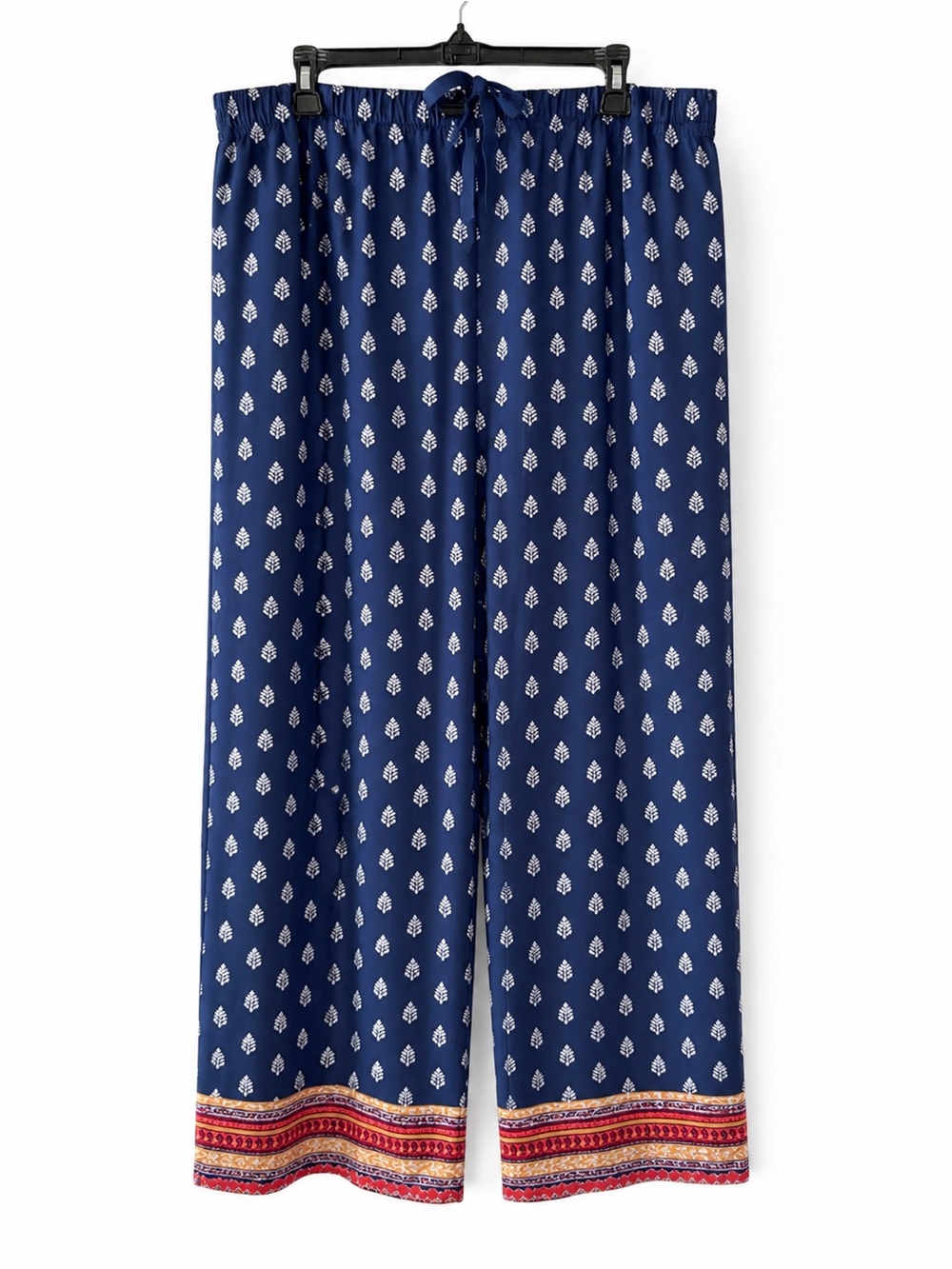 Coldwater Creek Navy Wide-Leg Pants with Red-Trim Hem